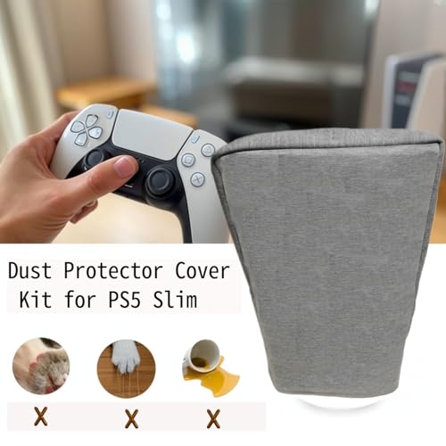 Image of PS5 Slim Dust Protector Kit, Cover + Filter, Made of Static cotton has high-efficiency Breathable, filtration, adsorb dust, Compatible with PS5 Slim Digital & Disc Edition(Not for Horizontal)