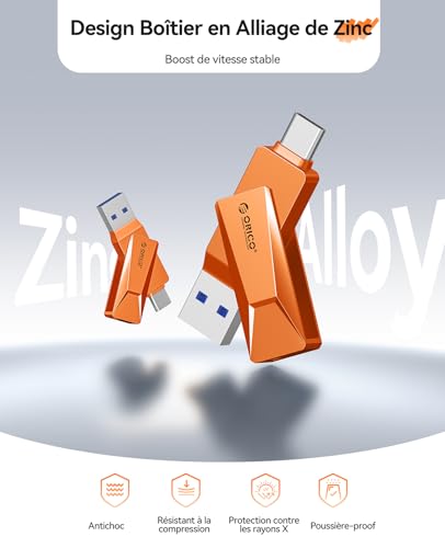 Clé USB 128 Go USB 3.2 type C compatible Mac et tablette Android, transfert 150 Mo/s