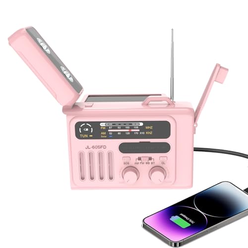 NOAA - Radio meteorológica con altavoz Bluetooth, radio de manivela de emergencia, radio AM/FM con linterna LED y lámpara de lectura, cargador USB tipo C, alerta SOS para el hogar al aire libre,