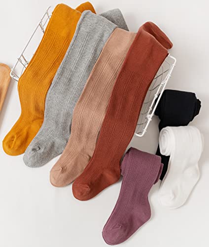 ASUITOFK 2 Pack Girls Tights Cable Knit Leggings Stockings Footed Tights Toddlers Child Cotton Pantyhose2