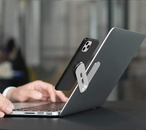 Image of Laptop Side Mount Clip, Magnetic Phone Mount, Fixed Clip on Flat and Slim Monitor Laptop Stand Multi Screen Support Phone Holder Computer Expansion Bracket for iPhone Android Smartphone