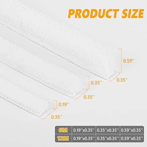 19.68Ft Weather Stripping Brush For Sliding Doors And Windows, Fluffy Self-Adhesive Sealing Strips，Wind Strips, Suitable For Doors And Windows，Anti-Collision And Soundproofing (0.35''X0.19'', White) #TOP2