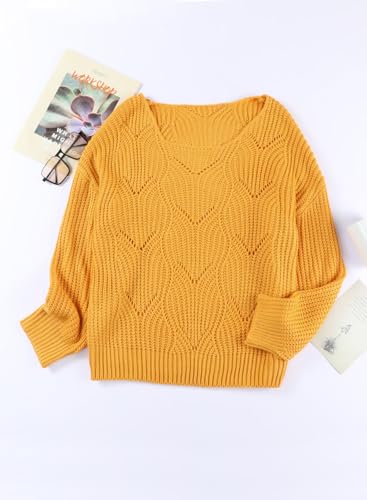 Image of Dokotoo Womens Sweaters 2026 Crewneck Cute Elegant Soft Long Sleeve Hollow Cable Knit Pullover Tops