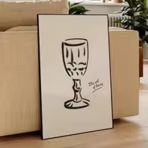 Peinture sur verre à vin noir et blanc XINBAO toile 60x80cm encadrée