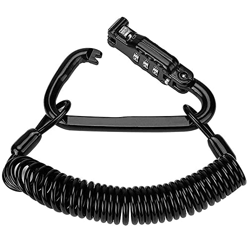 CENPEK Lucchetto e cavo per casco da moto, elegante, nero, resistente, con chiusura a perno per bici, casco e bagagli