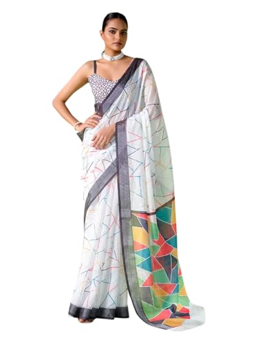 Sari Kalaanj blanc pour femme en taille unique