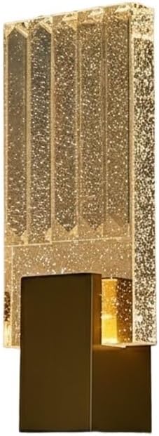Vanity Wall Sconce, Gold Bubble Glass Wall Light, Rectangular LED Crystal Wall Lamp for Bedroom, Living Room, Hallway, Staircase, Powder Room, Luxury Fixture, Hotel, Entryway Parlor(Large)