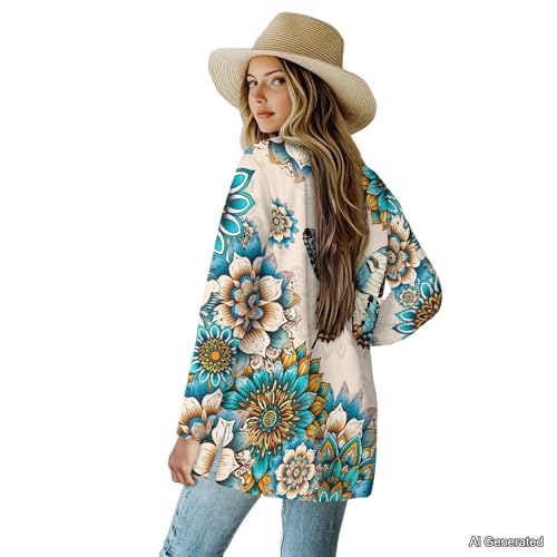 Image of Women's Lightweight Cardigans with Pockets Trendy Long Sleeve Open Front Cardigan Casual Tops Jackets Fall Oufits S-2XL