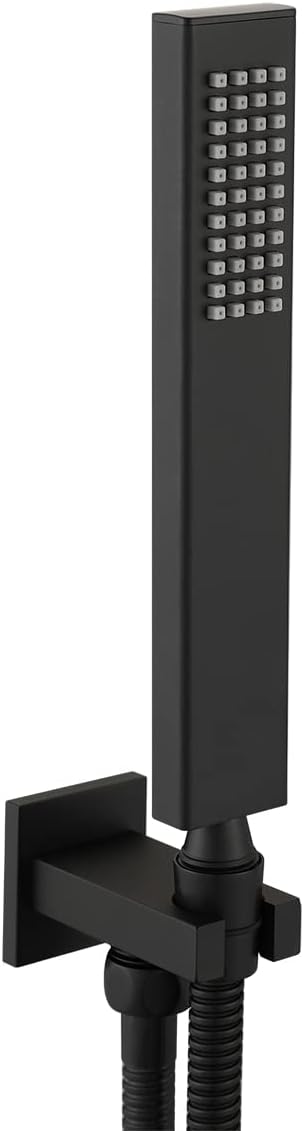 Black Brass High Pressure Handheld Shower Head with Elbow Wall Connector Shower Holder and Hose Set Single Function