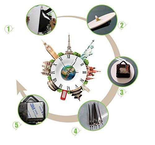 Horloge murale monde 3D grand format pour cacher un mur vide