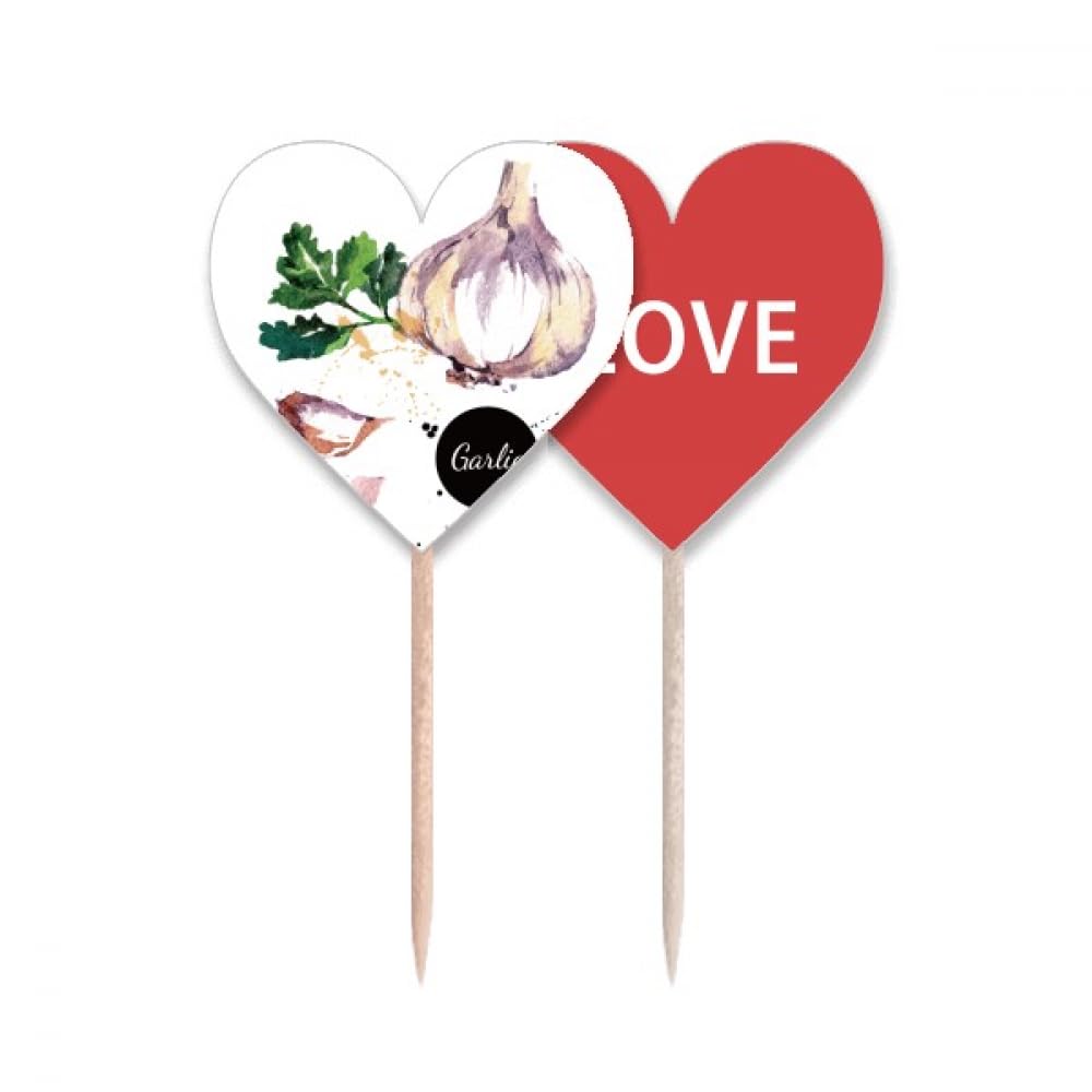 Cure-dents pour cupcake et apéritif au motif de cœur aquarelle pour vos repas de famille