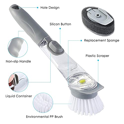 Image of Automatically Kitchen Cleaning Brush Scrubber Dish, Bowl, Cup,All Product of Kitchen Product Washing Sponge with Refill Liquid Soap Dispenser
