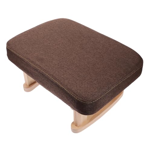 Banco reposapiés rectangular de madera PRETYZOOM con asiento acolchado de tela 2