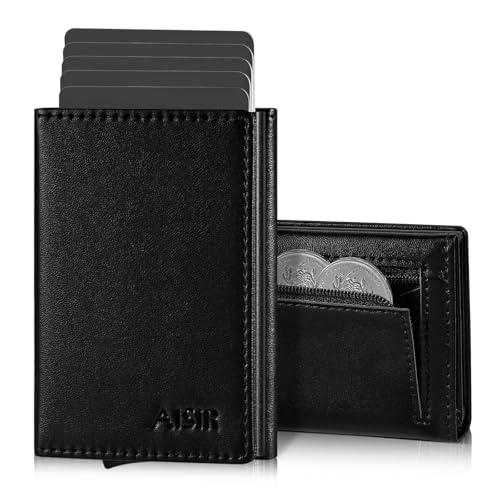AISIR Carteras para Hombre,Cartera Hombre,Cartera Tarjetero Hombre,Cartera,Slim/Mini Billetero Pequeño,Billetera con almacén de Monedas,Tarjetas De Crédito Monedero (Negro)