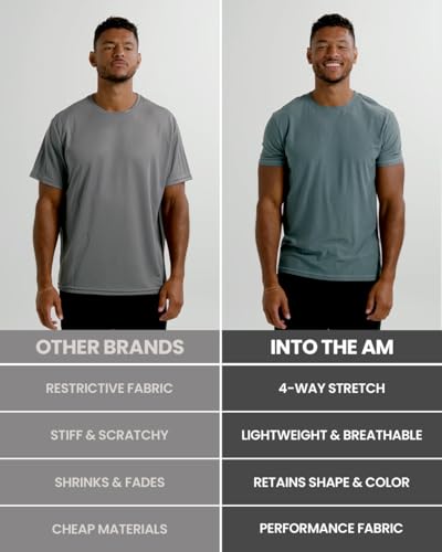INTO THE AM Workout Shirts for Men - Ultra-Lightweight Short Sleeve Tees Athletic Gym Running S - 4XL4