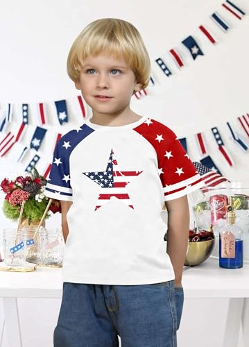 Image of CAZYCHILD Girls 4th of July USA Shirt American Flag Patriotic T-Shirt Independence Day Outfit for Kids 5-14Years