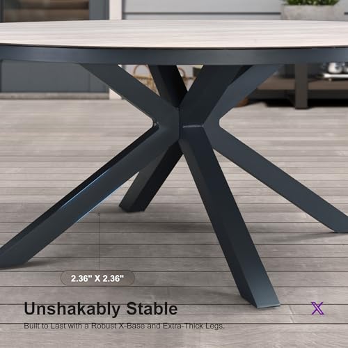 Image of PURPLE LEAF Outddor Round Dining Set Oversized for 4 with Cushions Grey