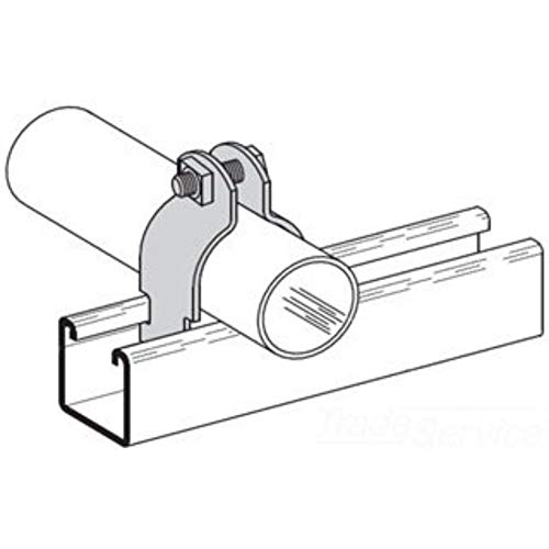 B-Line B2016PAZN Zinc Electroplated 11 Gauge Low Carbon Steel 2-Piece Pre-Assembled Pipe and Conduit Clamp 3-1/2 Inch
