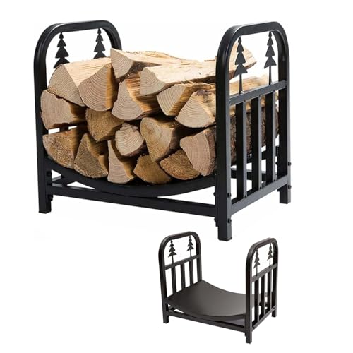 Estante de leña para interiores y exteriores, soporte compacto de madera apilable para patio, solución de almacenamiento de madera para todas las estaciones