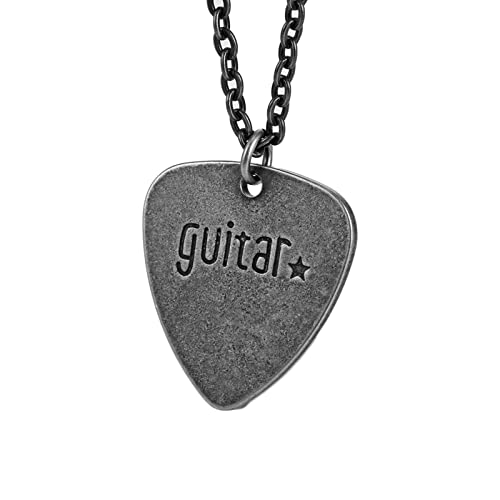 Daesar Collar Unisex,Púa de Guitarra Ccon Estrella Collares Pareja Acero Inoxidable Colgantes Unisex Plata Vintage