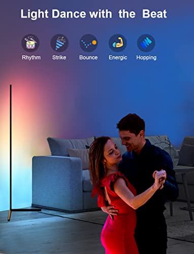 Rgb Floor Lamp Led, Modern Corner Floor Lamps, Music Sync Dimmable Mood Lighting Home Decor, Colorful Atmosphere Gaming Lights, Bright Standing For Living Room, Bedroom, Diy Colors & 58 Sce #TOP6