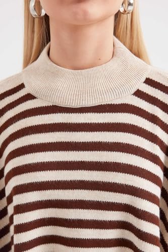 Image of Women's Crew Neck Batwing Sleeve Split Hem Oversized Knit Poncho Sweater