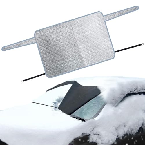 Weqizuerqi - Fundas para parabrisas trasero de invierno, anticongelante para ventana trasera de 2 capas, con gancho imán invisible, lona de coche antiescarcha, plegable, 140 x 80 cm