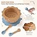 MingHoYo Bamboo Suction Plates Bowls Set for Baby Toddler - Includes Bamboo Bowl, Divided Plate, Silicone Fork & Spoon, All-Natural Baby Feeding Set for Baby-Led Weaning
