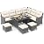 Tangkula 7 Pieces Patio Dining Furniture Set, Outdoor PE Rattan Sectional Sofa Set with Soft Cushions, Ottomans and Tempered Glass Table, Wicker Conversation Set (Mix Gray + Off White)