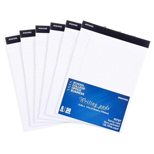 Mintra Office White Legal Pads – Ruled Notepads and Micro-Perforated Sheets, Ideal for Writing, Note-Taking & Creativity, Office, or Professional Use, Basic Pad 6 pack, 8.5"x11" (Narrow Ruled) by Mintra Office - Used condition - Image 2