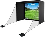 Golf Simulator Enclosure 10 x 8 ft, All-in-One Set with Steel Frames, Premium HD Impact Screen, Blackout Curtains, Side Nets & Sandbags, 5x4ft Premium Dual-Turf Golf Hitting Mat