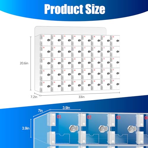 Caja de acrílico para teléfono de 40 compartimentos con llaves para pared 4