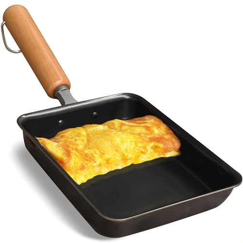 YAMASAN KYOTO UJI Japanese Iron Tamagoyaki Omelette Pan, Egg Pan Skillet, Light and Easy to use, Has Nonstick Coating Made in Japan