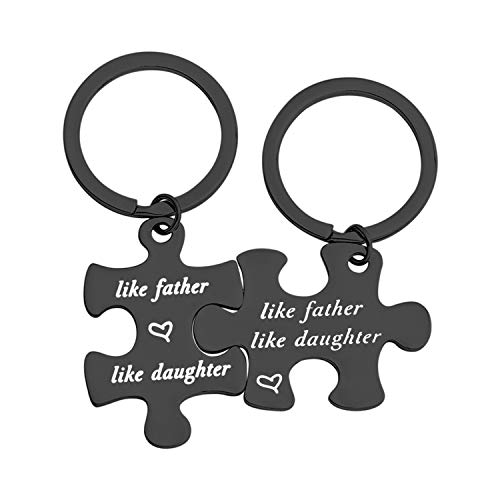 bobauna Father Daughter Keychain Set Like Father Like Daughter Puzzle Keychain Set Of 2 Father's Day Gift For Daddy Daughter (like father like daughter black)