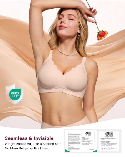 Image of As Fairy Wireless Bras for Women Jelly Push Up Scalloped T-Shirt Bra