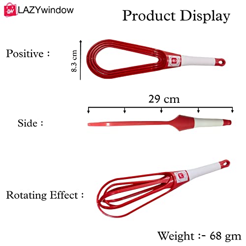 Image of LAZYwindow Manual Hand Whisk, Foldable Plastic Egg Beater & Mixer | Comfortable grip for better handling