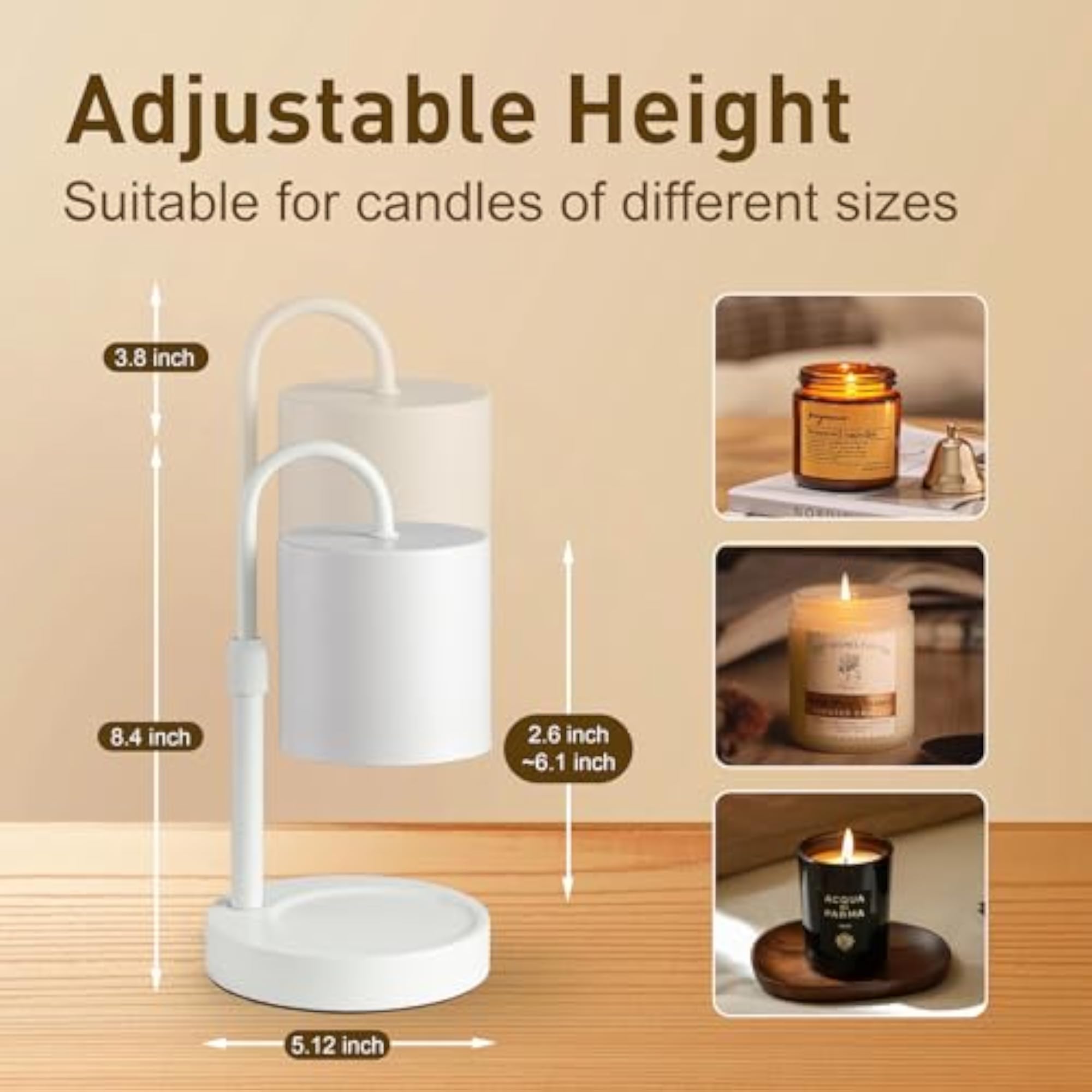 Candle Warmer Lamp with Timer, Adjustable Height