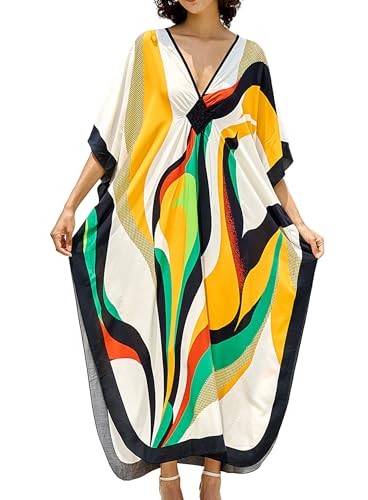 Caftans for Women Beach Cover Up Swimsuit Coverups Swimwear Tropical Dresses 2025 Summer Kaftan Dress