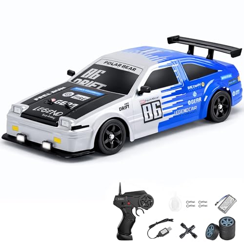 Image of Big Remote Control Car - Blue | 2.4G Drift Racing Car with 100 Meter Range, Smoke Effect, LED Lights & Music | Rechargeable RC Car Toy | Best Gift for Boys & Girls 2 3 4 5 6 7 8+ Years