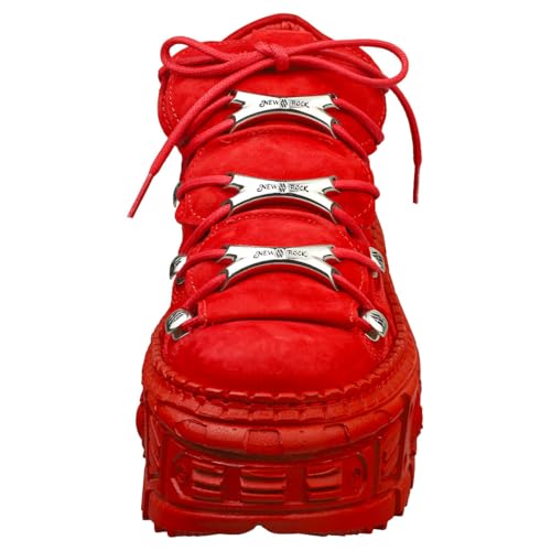 New Rock M-106WALL-C13 Metallic Red Leather Gothic Ankle Boots3