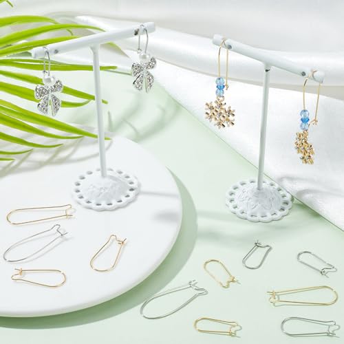 SOFPLATE 1 Box 120Pcs 6 Style Silver Kidney Earring Hooks Stainless Steel Earring Findings Bulk U Shaped Real 18K Gold Plated Ear Wires Long Teardrop Dangle Earring Wires for jewellery Making Supplies - Image 4