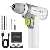 WORKPRO 電動ドリルドライバー 電動ドライバー 8V コードレス USB充電ケーブル付 最大トルク12N.m LEDライト付 ロック保護・誤操作防止 ドリル5点 ビット10点 60mmフレキシブルシャフト付 2000mAh大容量電池 ネジ締め 穴あけ DIY 家具組立 メンテナンス 収納ケース付