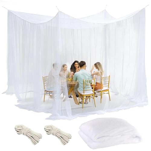 LINSOCLE Moustiquaire 300 x 300 x 250 cm, pour gazebo, jardin, terrasse, camping, lit, 220 mailles...