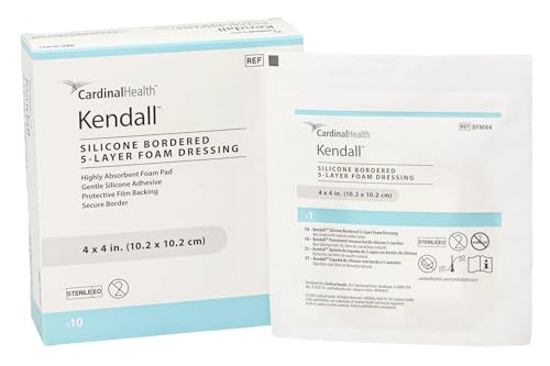 Cardinal Health™ Silicone Bordered Foam Dressing, 4 x 4IN, Case of 5 Boxes of 10