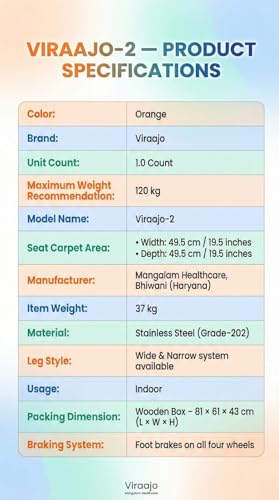 Image of VIRAAJO -2 Patient Lifting and Shifting Chair (Hydraulic) Bed ridden patient Disabled person weight capacity 100 kg