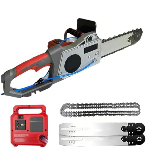 Motosierra Eléctrica De Mano Para Cortar Muros, Sierra De Diamante Para Muros De Hormigón Herramienta De Corte Con 2 Cadenas Y 2 Barras Guía Para Ranurar Ladrillo, Granito Y Mármol(A 350)