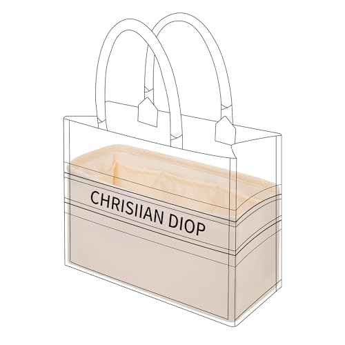 DGAZ Inserção organizadora de bolsa de seda para Dior Book Tote mini/S/M/L, organizador de saco macio e sedoso, bolsa de luxo e modelador de sacola (Craie, BT-L)