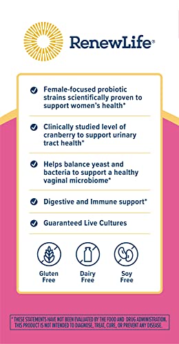 Renew Life Probiotics For Women, 3.5 Billion Cfu, Probiotic Supplement For Digestive, Vaginal & Immune Health, Soy, Dairy & Gluten Free, Vaginal & Urinary Complete, Cranberry, 60 Capsules #TOP4