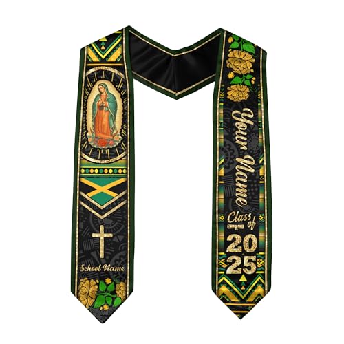 VATANAS Custom Jamaican Graduation Sash, Customized Jamaica Graduation Stole 2025, Class Of 2025, Jamaican American Flag 1