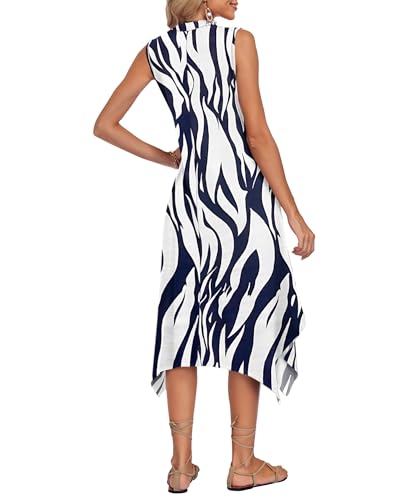 Image of AUSELILY Summer Dresses for Women 2026 Casual Sleeveless Sundress Asymmetrical Hem Tank Midi Dress with Pockets
